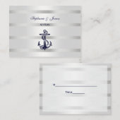 Nautical Navy Blu Anker Silver WT Escort Kaarten # Plaatskaartje (Voorkant / Achterkant)