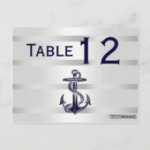 Nautical Navy Blu Anker Zilver WHT Tafelnummer (Achterkant)