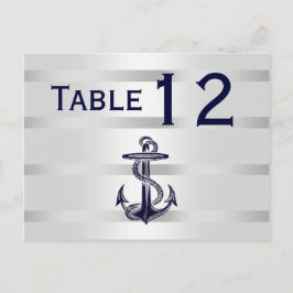 Nautical Navy Blu Anker Zilver WHT Tafelnummer