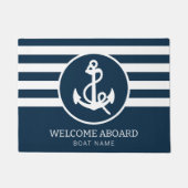 Nautical Navy Blue aangepaste bootnaam Welkom aan  Deurmat (Voorkant)