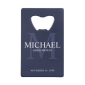 Nautical Navy Blue - Aangepaste Groomsmen Creditkaart Flessenopener (Voorkant)