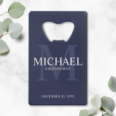 Nautical Navy Blue - Aangepaste Groomsmen Creditkaart Flessenopener