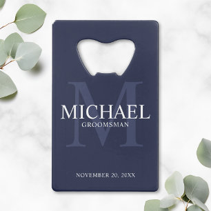 Nautical Navy Blue - Aangepaste Groomsmen Creditkaart Flessenopener