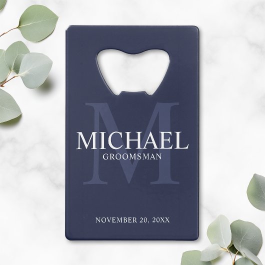 Nautical Navy Blue - Aangepaste Groomsmen Creditkaart Flessenopener