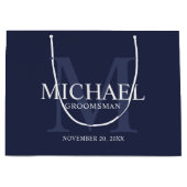Nautical Navy Blue - Aangepaste Groomsmen Groot Cadeauzakje (Voorkant)