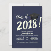 Nautical Navy Blue afstudeerfeest uitnodiging (Voorkant)