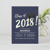 Nautical Navy Blue afstudeerfeest uitnodiging (Staand voorkant)