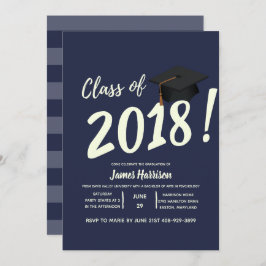 Nautical Navy Blue afstudeerfeest uitnodiging