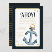 Nautical Navy Blue Ahoy Verjaardag Kaart (Voorkant / Achterkant)