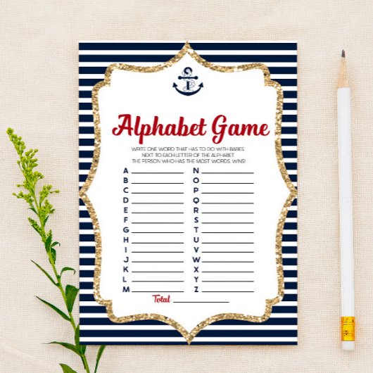 Nautical Navy Blue Alphabet Baby shower Briefpapier