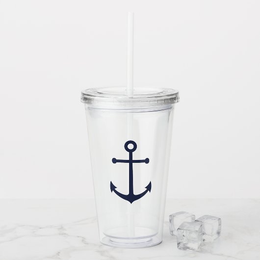 Nautical Navy Blue Anchor Acryl Drinkbeker