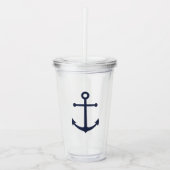 Nautical Navy Blue Anchor Acryl Drinkbeker (Voorkant)