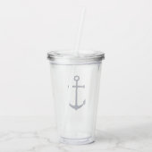 Nautical Navy Blue Anchor Acryl Drinkbeker (Achterkant)