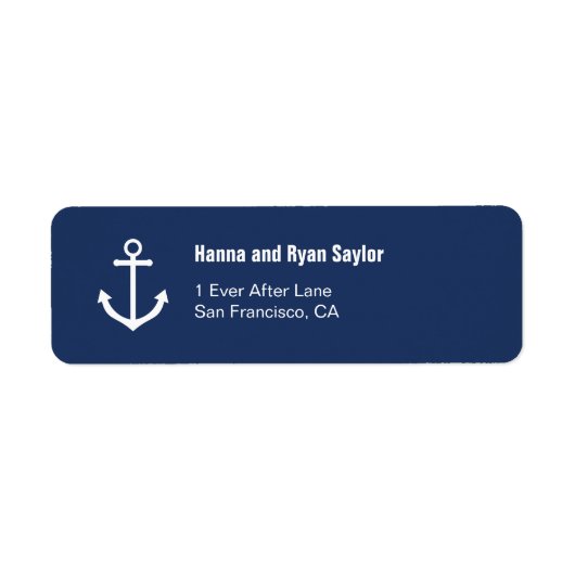 Nautical Navy Blue Anchor Adresetiketten Etiket (Voorkant)