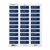 Nautical Navy Blue Anchor Adresetiketten Etiket (Full Sheet)