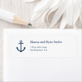 Nautical Navy Blue Anchor Adresetiketten Etiket (Insitu)