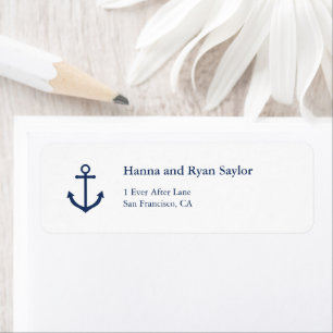 Nautical Navy Blue Anchor Adresetiketten Etiket