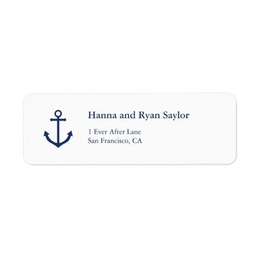 Nautical Navy Blue Anchor Adresetiketten Etiket (Voorkant)
