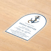 Nautical Navy Blue Anchor Arch Bridal Shower Acryl Uitnodigingen (Laagn)