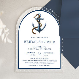 Nautical Navy Blue Anchor Arch Bridal Shower Acryl Uitnodigingen