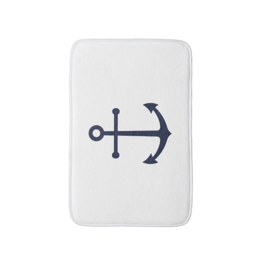 Nautical Navy Blue Anchor Badmat (Voorkant Verticaal)