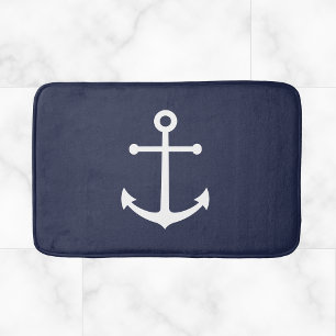 Nautical Navy Blue Anchor Badmat