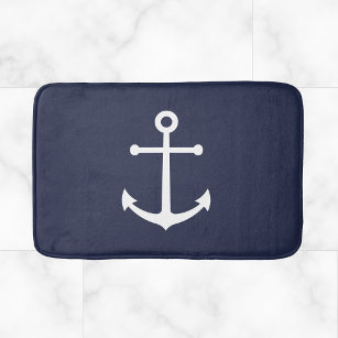 Nautical Navy Blue Anchor Badmat