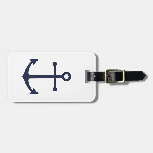 Nautical Navy Blue Anchor Bagagelabel (Voorkant horizontaal)