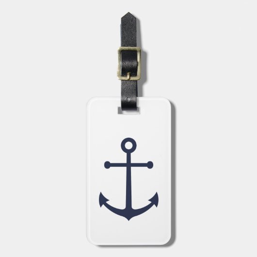 Nautical Navy Blue Anchor Bagagelabel (Voorkant verticaal)