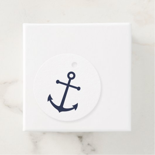 Nautical Navy Blue Anchor Bedankjes Labels (In situ)