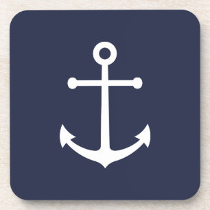 Nautical Navy Blue Anchor Bier Onderzetter