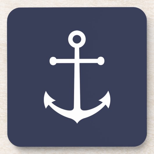 Nautical Navy Blue Anchor Bier Onderzetter (Voorkant)
