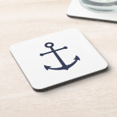 Nautical Navy Blue Anchor Bier Onderzetter (Linkerzijde)