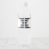 Nautical Navy Blue Anchor Birthday Party Favor Wat Waterfles Etiket (Achterkant)