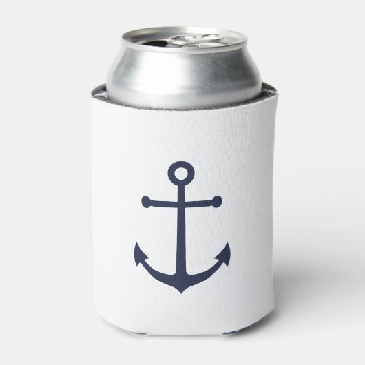 Nautical Navy Blue Anchor Blikjeskoeler (Blikje Voorkant)