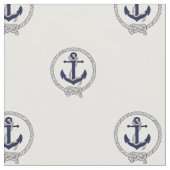 Nautical Navy blue anchor/blue seaman's knot Stof (Close Up)