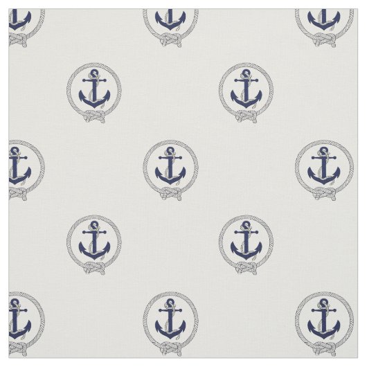 Nautical Navy blue anchor/blue seaman's knot Stof (Swatch)