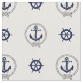 Nautical Navy blue anchor/blue ship's wheels Stof (Close Up)