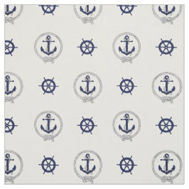 Nautical Navy blue anchor/blue ship's wheels Stof