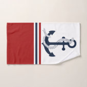 Nautical Navy Blue Anchor Blue White Stripes Bad Handdoek (Handdoek)
