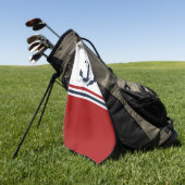 Nautical Navy Blue Anchor Blue White Stripes Golfhanddoek (Groen)