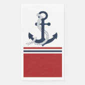 Nautical Navy Blue Anchor Blue White Stripes Servet (Voorkant)