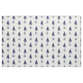 Nautical Navy blue anchor/blue zeilboot silhouette Stof (Fat Quarter)