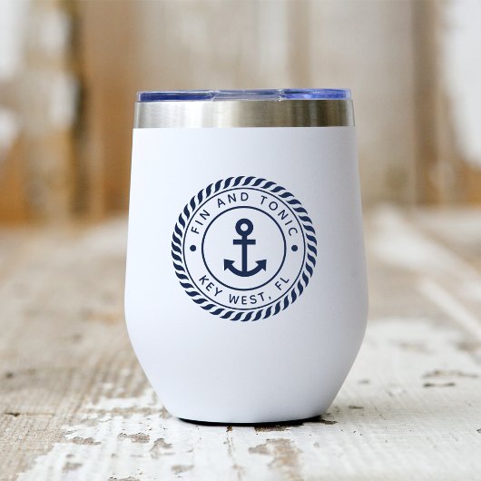 Nautical Navy Blue Anchor Boat Name