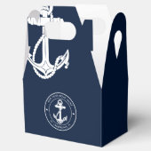 Nautical Navy Blue Anchor Boat Name Custom Bedankdoosjes (Geopend)