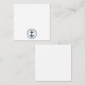 Nautical Navy Blue Anchor Boat Name Custom Notitiekaartje (Voorkant / Achterkant)