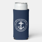 Nautical Navy Blue Anchor Boat Name Custom Seltzer Blikjeskoeler (Seltzer Voorkant)