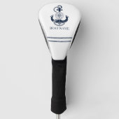 Nautical Navy Blue Anchor Boat Name Golfheadcover (Voorkant)