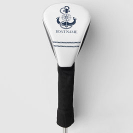 Nautical Navy Blue Anchor Boat Name Golfheadcover