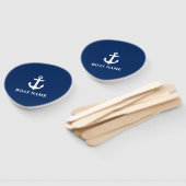 Nautical Navy Blue Anchor Boat Name Handwaaier (Niet-gemonteerd)